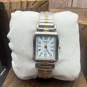 Vintage Carriage by Timex Two Tone Rectangle Stretch Band Quartz Watch